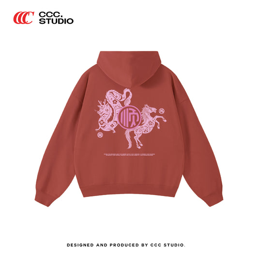 (Oversized Hoodie)STRENGTH & WISDOM 龙马精神' BAI JIA XIN 百家姓