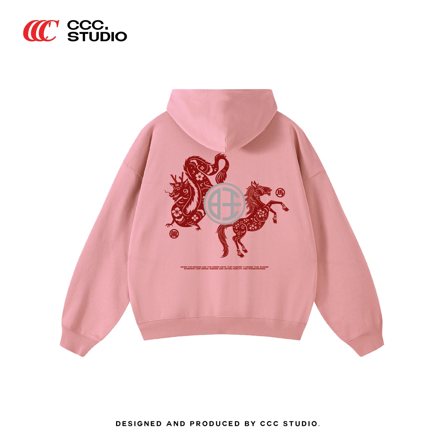 (Oversized Hoodie)STRENGTH & WISDOM 龙马精神' BAI JIA XIN 百家姓