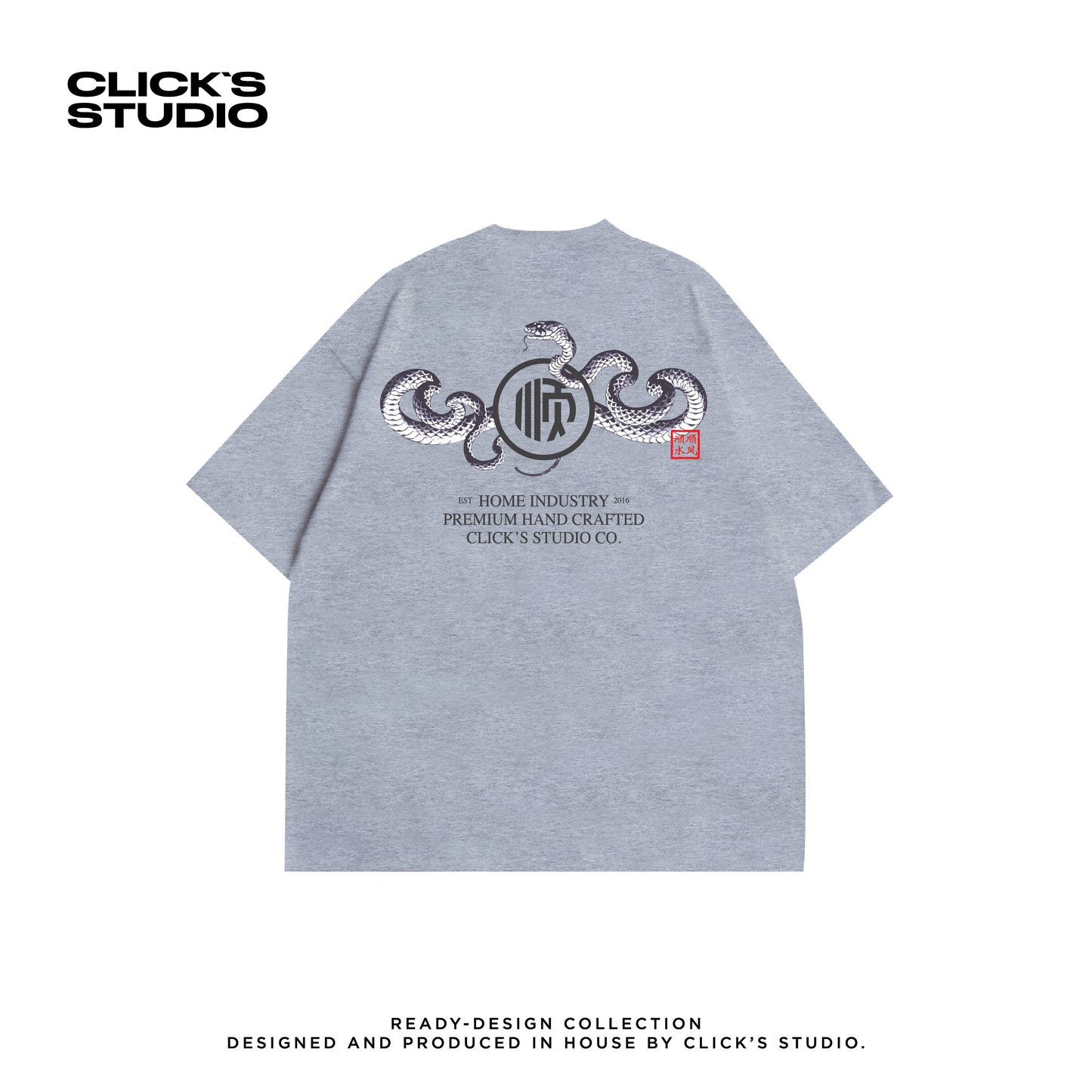 "SHUN" OVERSIZED TEE [WIND & WATER] ASH GREY