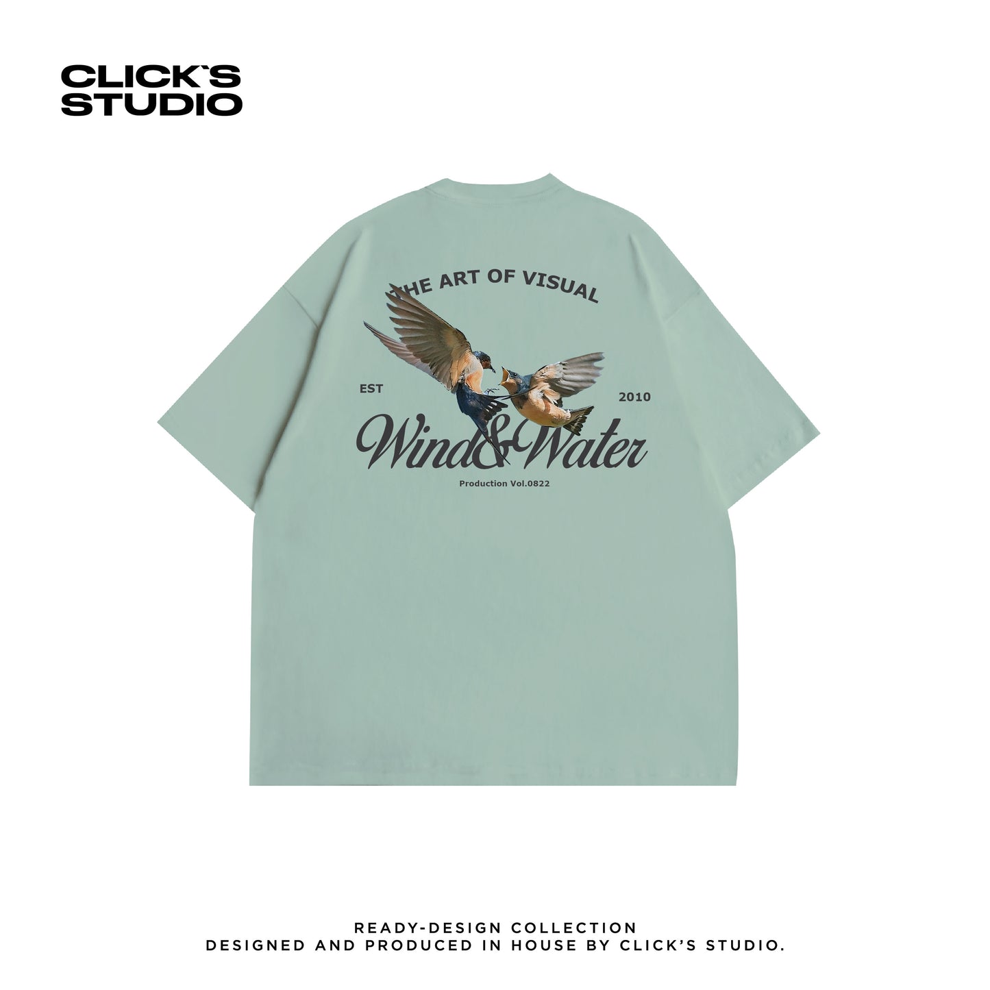 ART OF VISUAL "BIRD" OVERSIZED TEE [WIND & WATER] MORANDI GREEN