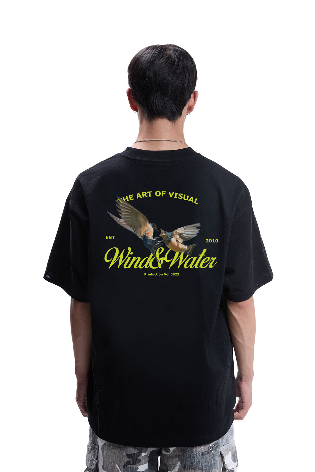 ART OF VISUAL "BIRD" OVERSIZED TEE [WIND & WATER] BLACK